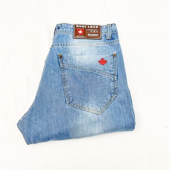 Dsquared Men's Wide Leg Light Wash Denim Jeans Model 410 Size 33 - Picture 1 of 8